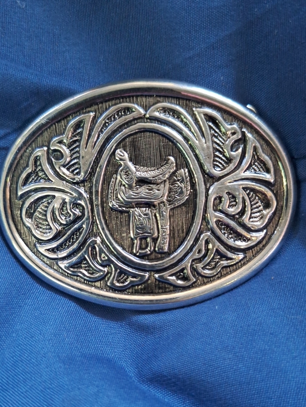 Vintage 1980s Avon Western Horse Saddle Belt Buckle Silver Tone Metal - Picture 2 of 6